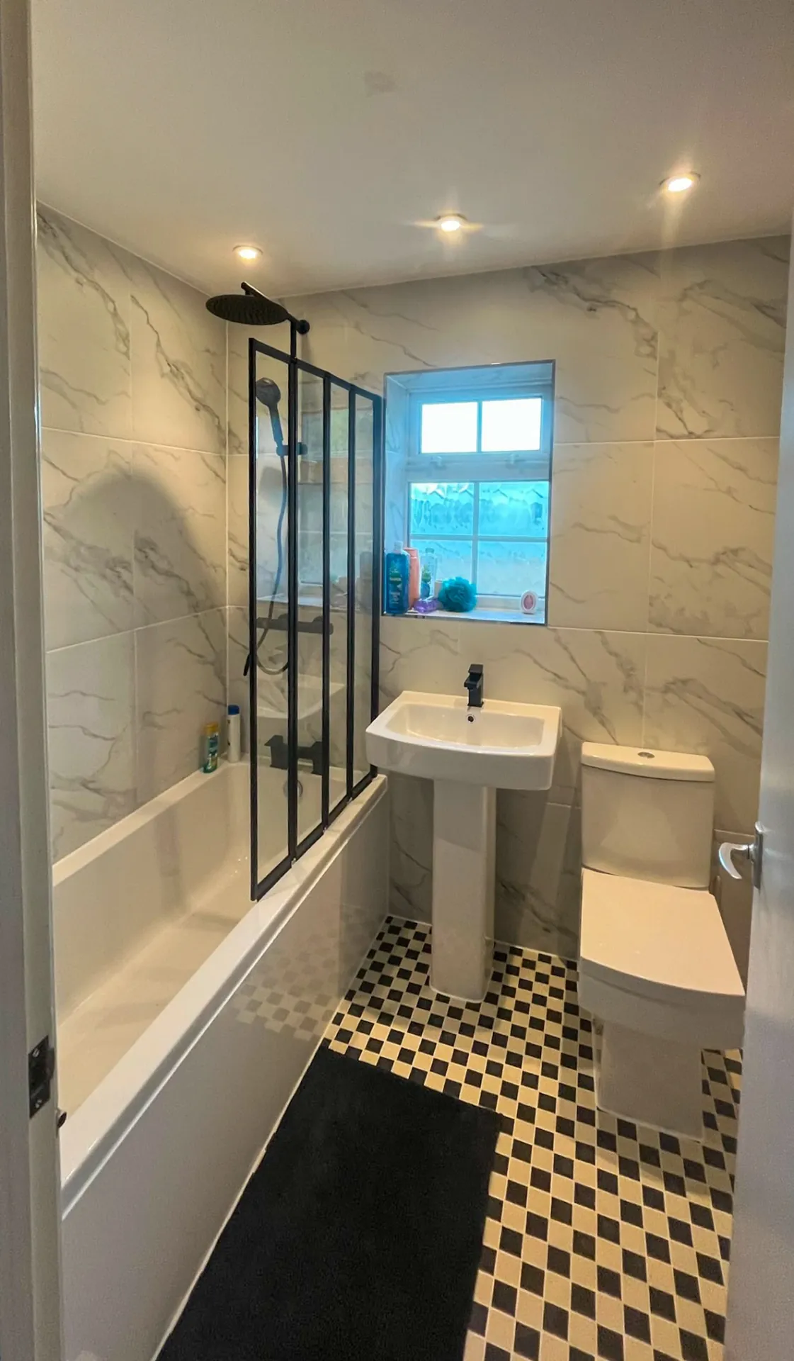 Herringbone floor bathroom